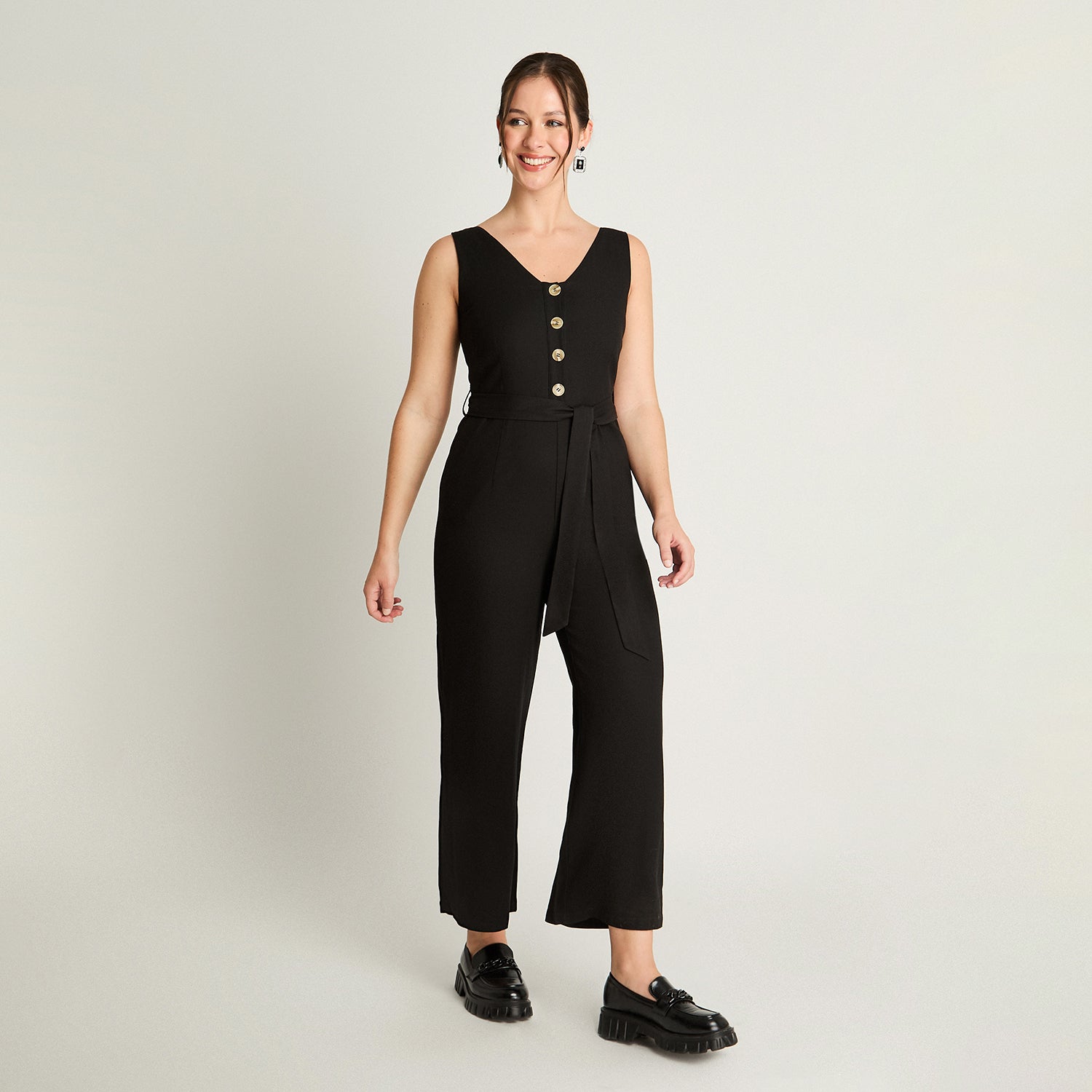 Enterito Con Lazo Y Botones Palazzo Negro Curvi